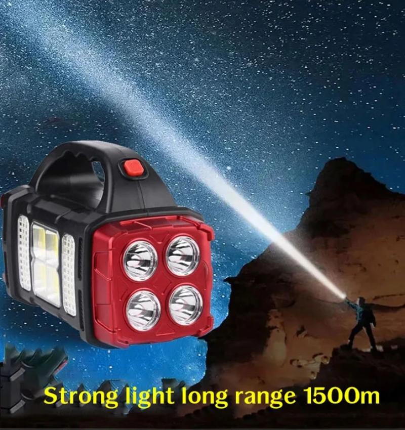 8-core 3-light Vajra Searchlight COB Solar Outdoor Emergency Light Portable USB Rechargeable Camping Lighting Flashlight