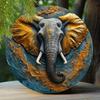 2d Flat 20*20cm, Elephant Themed, Wooden Garden Sign, Spring Decor, Round Wreath Design, Perfect Valentine's Day Gift