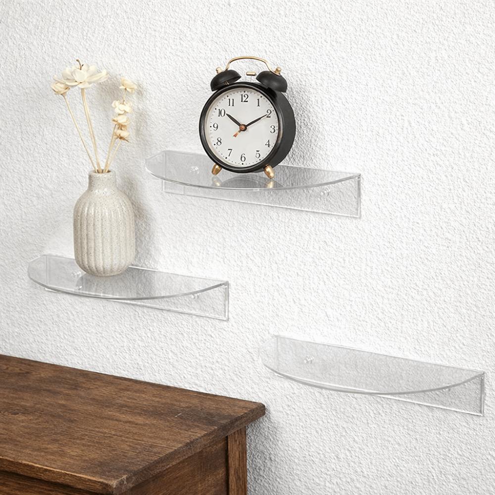 Wall Mounted Acrylic Floating Shelf Minimalist Invisible Shelf Semi-circular Display Rack  Book