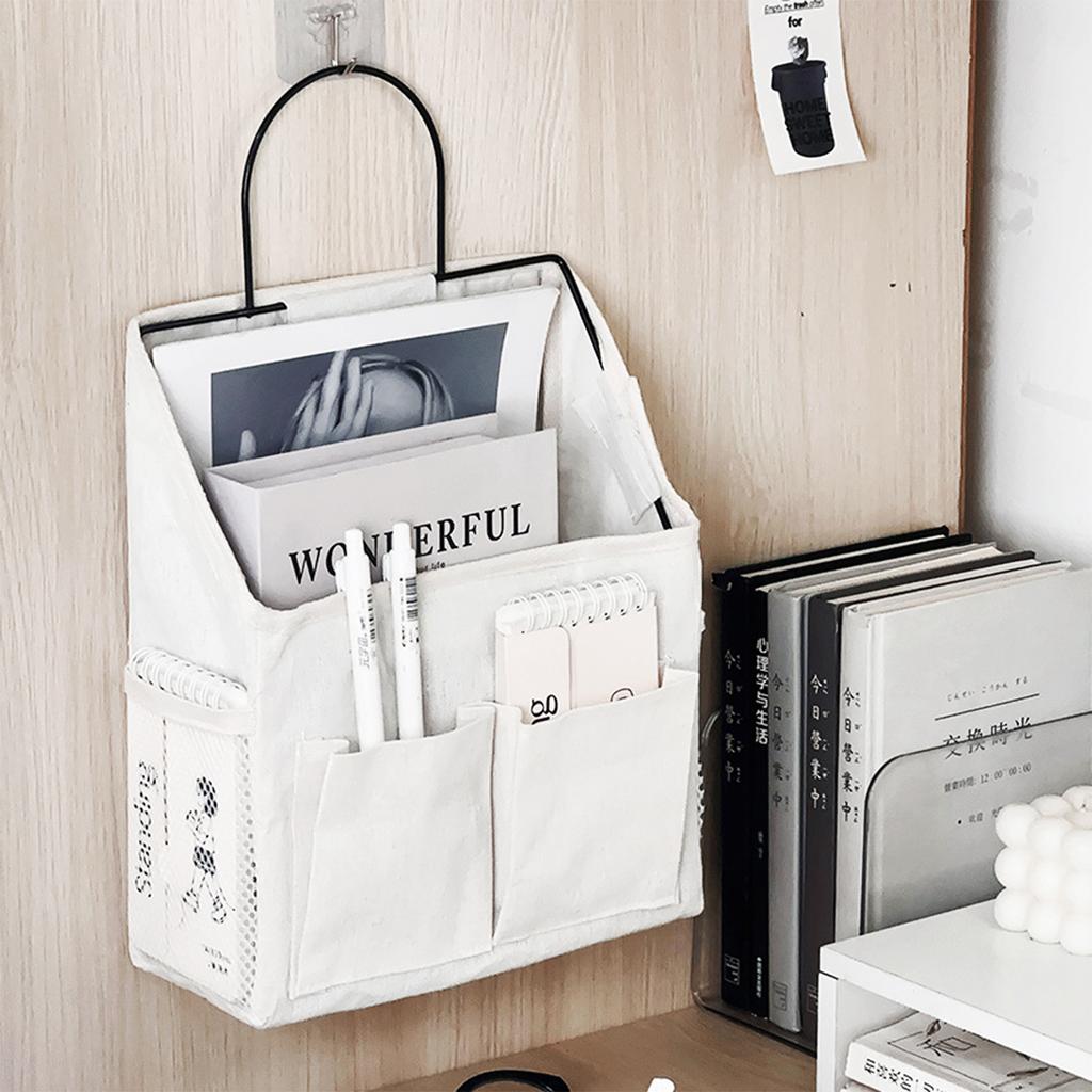 Durable Cotton Fabric Wall Mounted Organizers With Multiple Pockets For Bedroom Living Room Storage