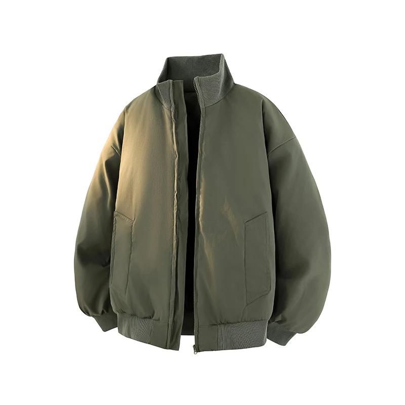 Autumn Men Harajuku Jacket Men Loose Parkas Jacket Winter Men Soild Color Casual Coats Male Outerwear Black Cotton Padded Jacket