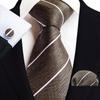 2025 Men's Retro Stripe Solid Tie, Pocket Square & Cufflinks Set