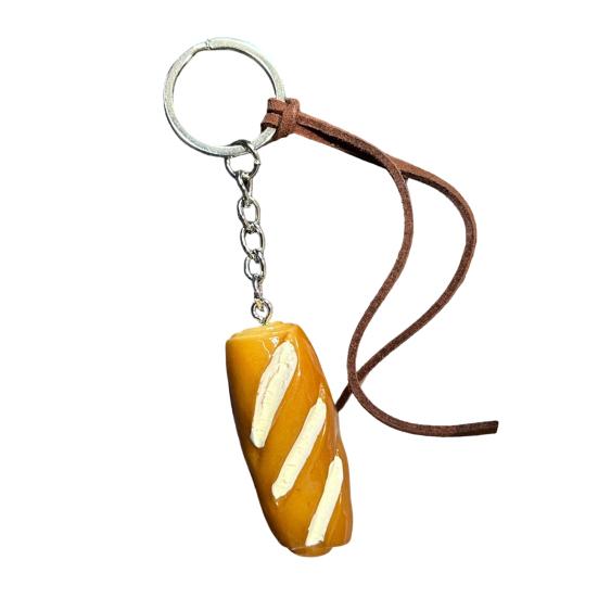 

Bag Pendant 1:1 Realistic Simulated Bread Shape Resin Keychain with Rope Decor High Simulation Baguette Bagel Charm Key D