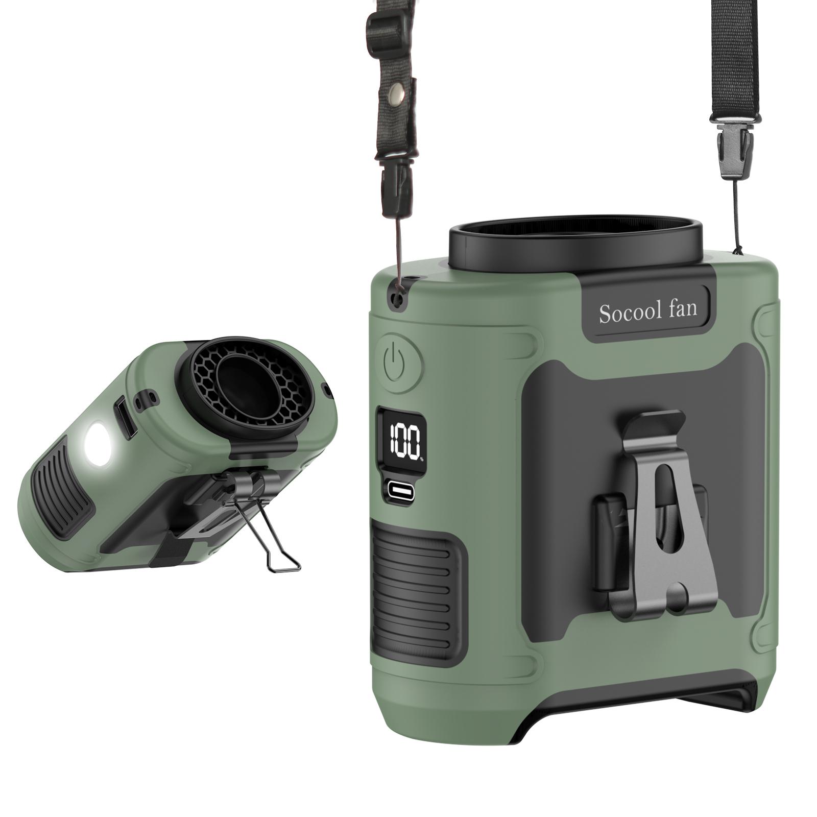 

10000 мАч портативный поясной вентилятор клипса на ремень персональный вентилятор аккумуляторная батарея с 5 скоростями и фонариком 40 ч охлаждения для кемпинга на открытом воздухе путешествия зелёный