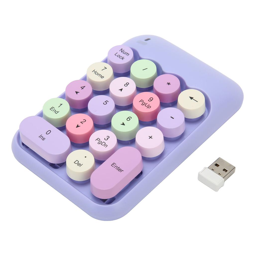 2.4GHz Wireless Numeric Keypad 18 Keys Retro Color Round Keycaps Mini Number Keyboard with USB
