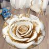 Tappeto Rotondo Fiore di Rosa Platino Lussuoso Tappeto per Camera da Letto Tappeti per Soggiorno Divano di Casa Tappetini Grandi per Pavimento Decorazione