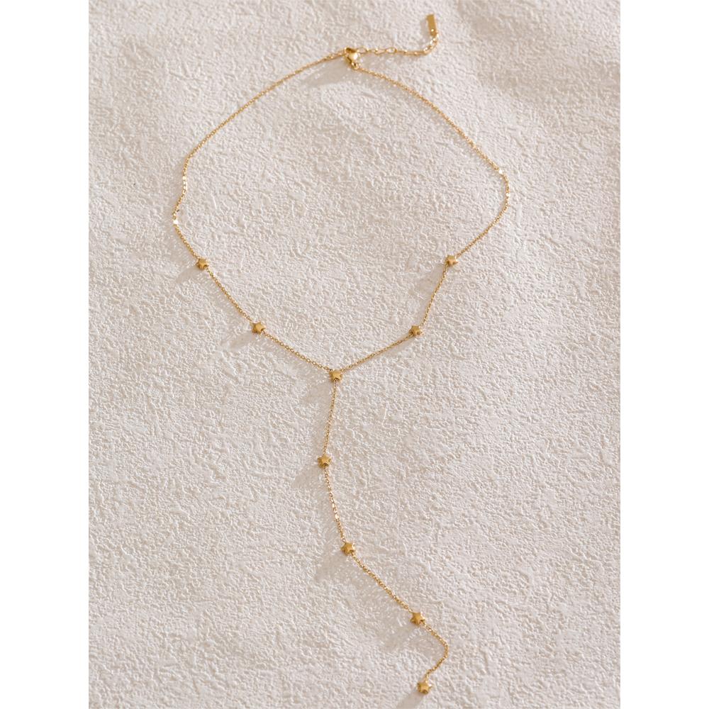 Yhpup Popular Stainless Steel Star Y Chain Long Thin Sexy Necklace Gold & Platinum Plated Chest Chain Summer Chic Jewelry 2025