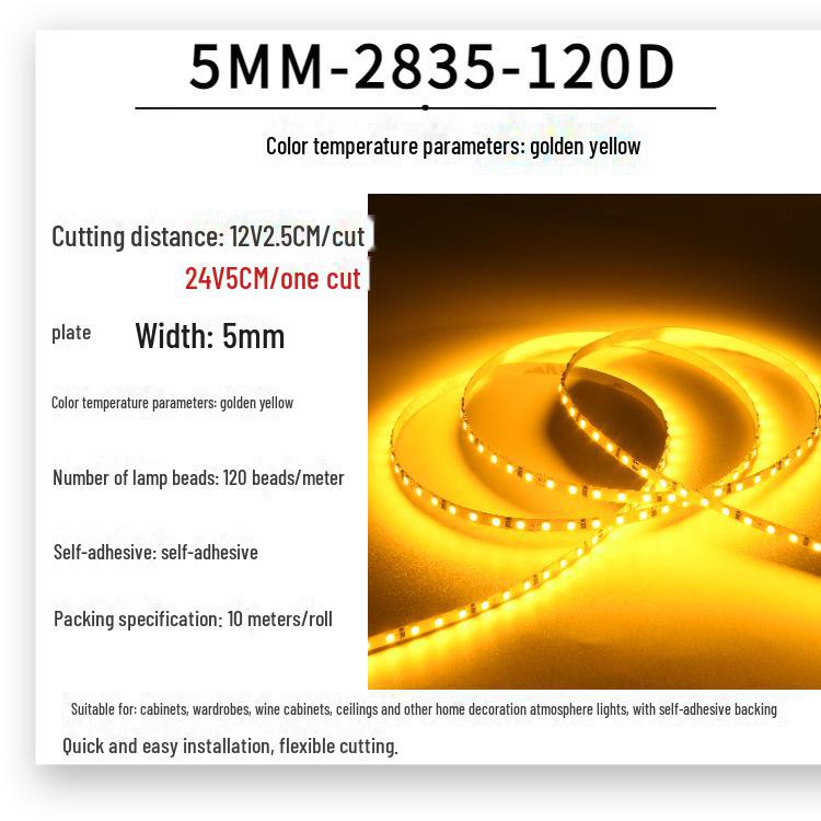 Low Voltage 12V/24V 5mm SMD 2835 LED Linear Light Strip for Wardrobes/Cabinets
