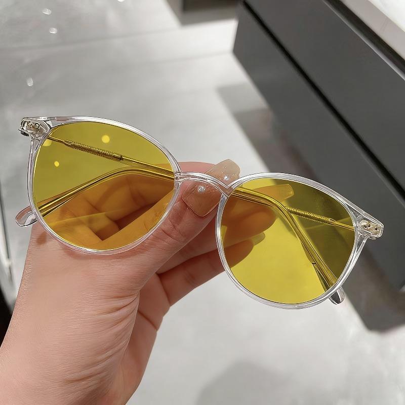 

Men Women Retro Round Frame Myopia Glasses Fashion Riding Driving Anti-Glare Night Vision Glasses Night Vision Myopia Glasses -4