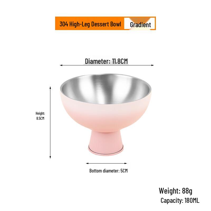 ZISIZ Stainless Steel Dessert Bowl Set 11.8CM (Approx 180ML)
