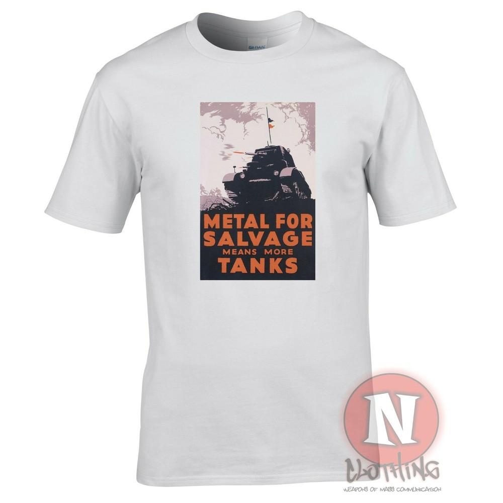 Guerra Mundial 2 Metal para Salvamento Significa Más Tanks Camiseta Militar