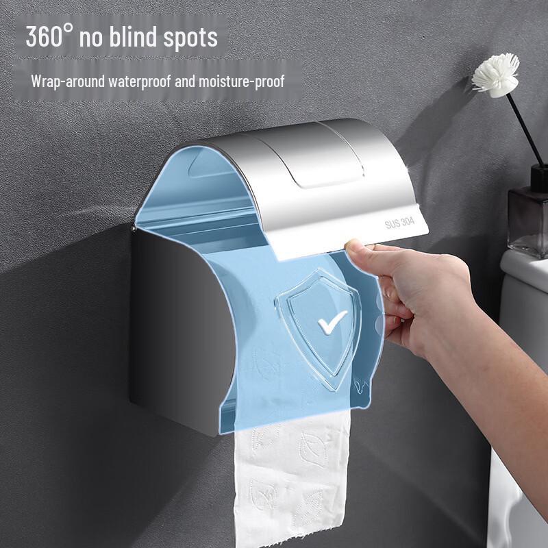 Shixun Wall-Mounted 304 Stainless Steel Toilet Paper Holder with Shelf