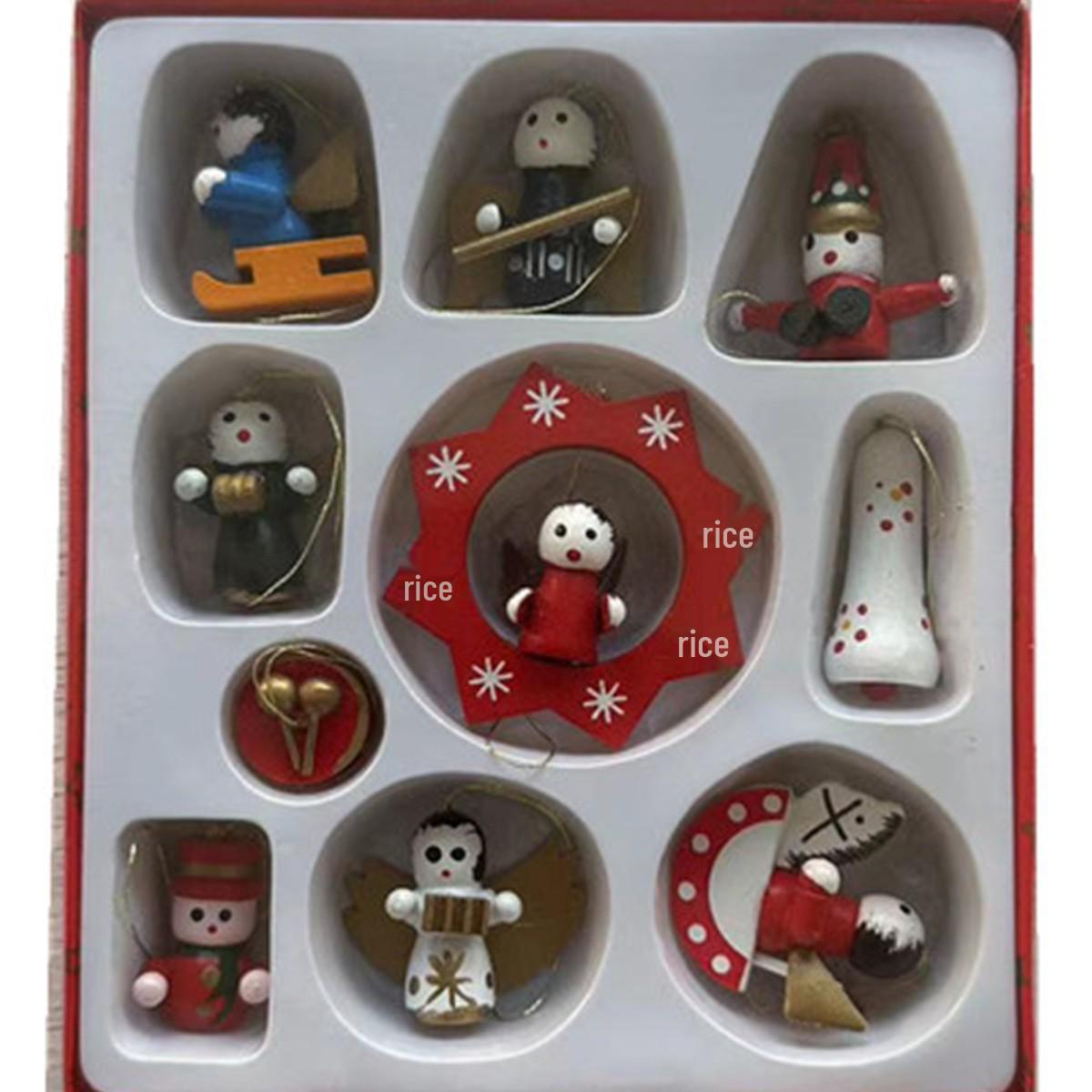 

Wooden Christmas Train Ornament Gift Box Set - Small Ornaments for Tree Decorations & Presents