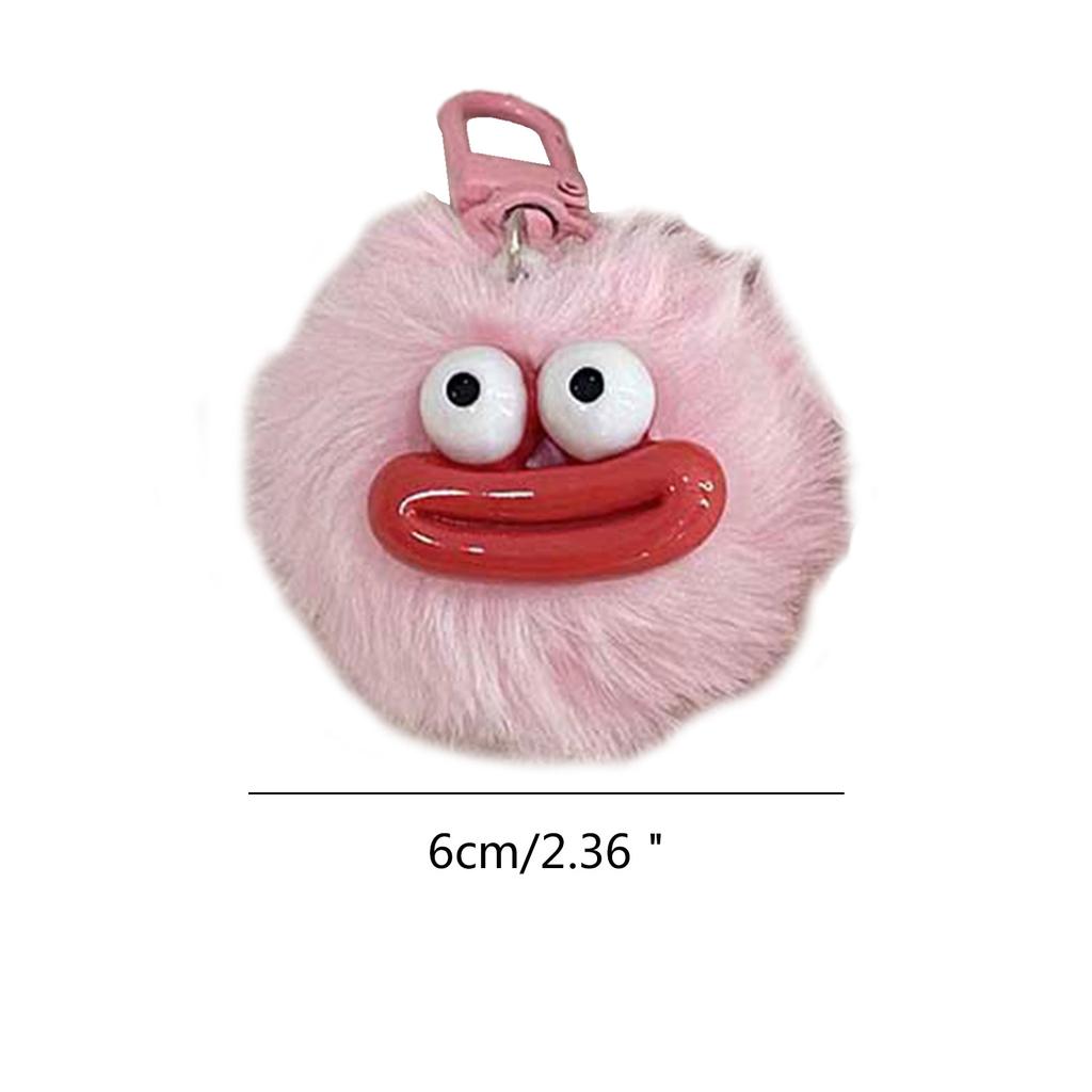 Eye Catching Keychain Colorful Sausage Mouth Pendant Keyring Furry Ball Key Chain Portable Keyrings Accessory for Women
