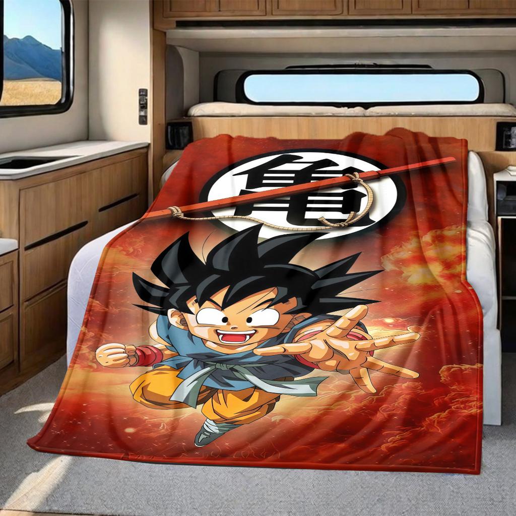 1 pièce Couverture en Flanelle avec Impression Son Goku, Haute qualité Toutes Saisons, Décoration de Maison, Chaleur et Confort, Parfait pour les Cadeaux de Noël