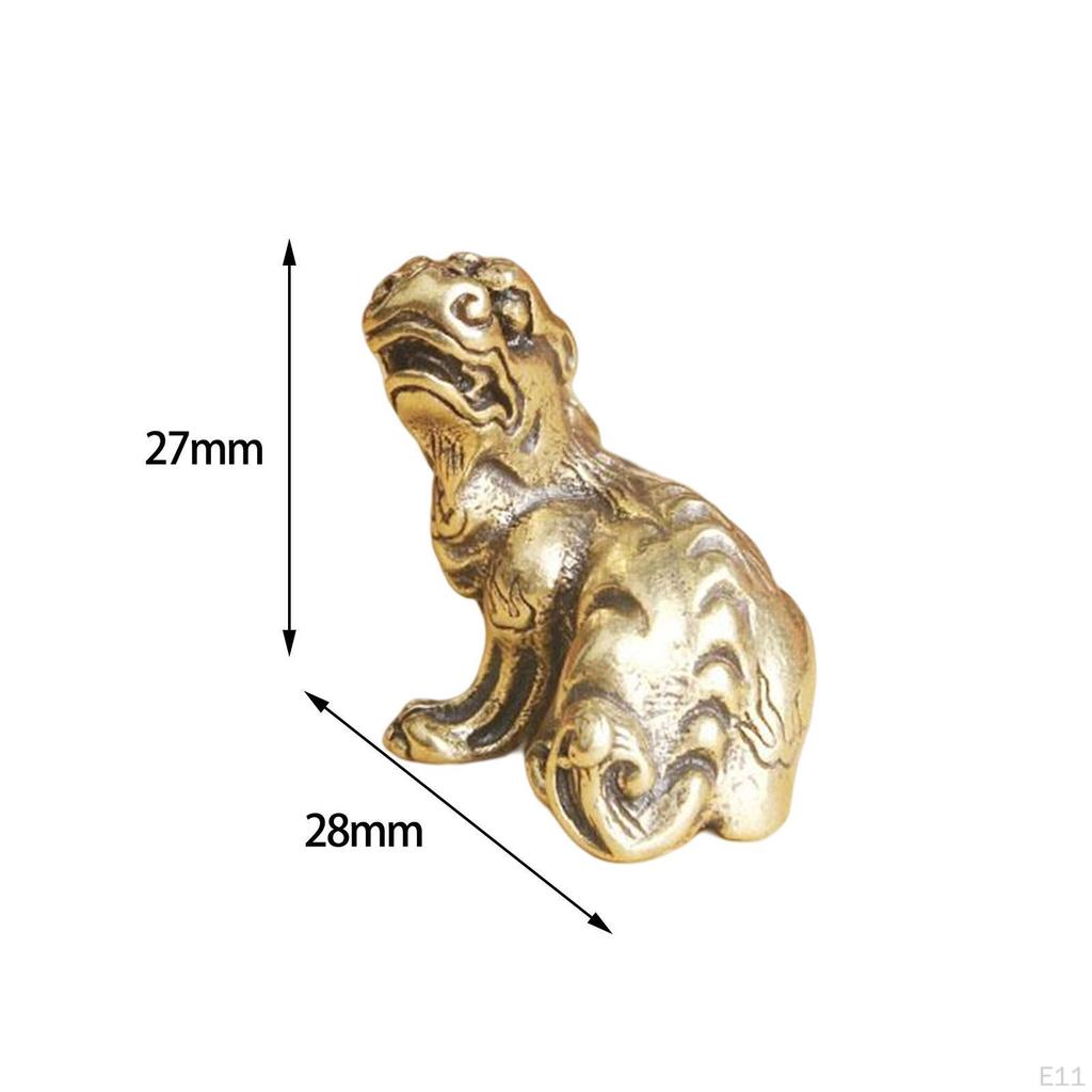 Antique Brass Kylin Figurine, Miniature Sculpture for Elegant Interior Design