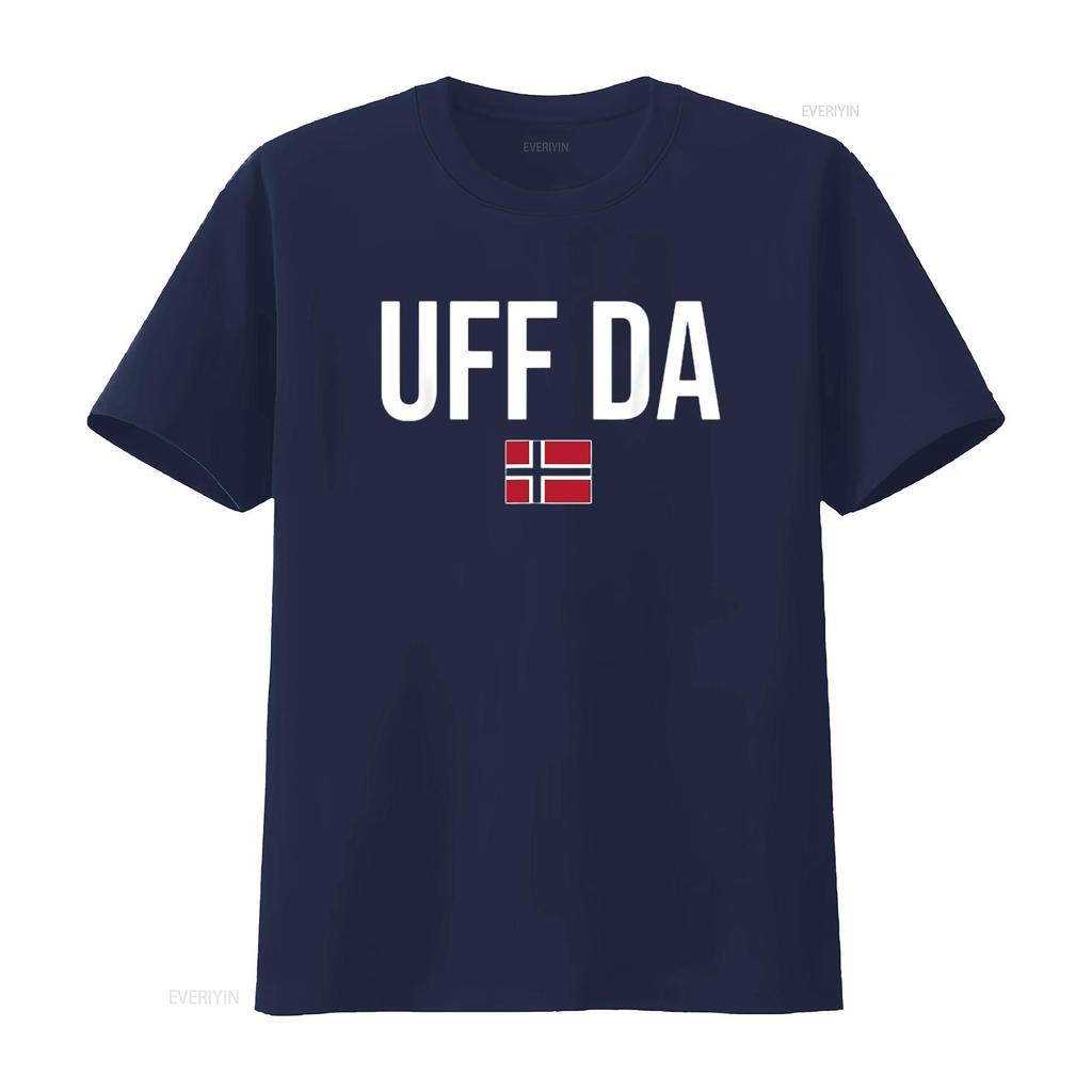 Uff Da Norwegian Norway Unisexs T Shirt Black Vintage Washed Unisex Stretched Homme Streetwear Casual Stylish Fashion Breathable