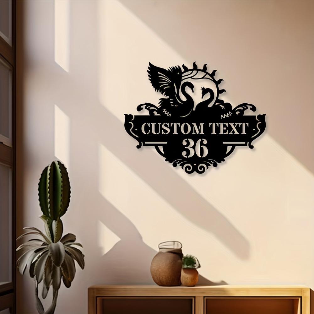 Personalisierte Metallschwan Wandkunst Benutzerdefinierter Name Nummer Moderne Hauseingangsdekoration Einweihungsgeschenk