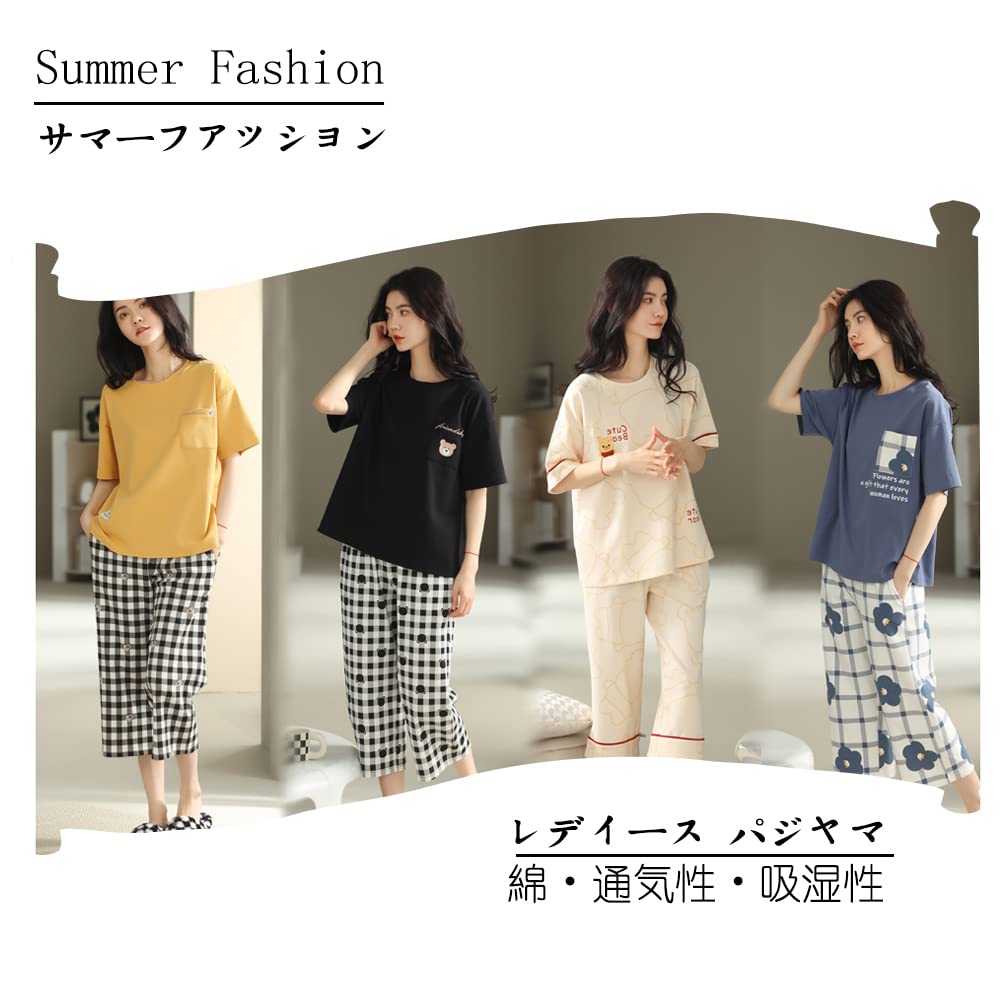 IDOHEMO Cotton Short and Perfect for and and Size Women's 100% Pajamas, Sleeve, Lightweight, Breathable, Skin-Friendly, Spring, Summer, Fall, Winter.