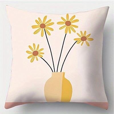 Home Decor Daisy & Butterfly Patterned Cushion Covers Pattern Cushion Cover Suitable for Sofa Bedroom Car Pillow Cover