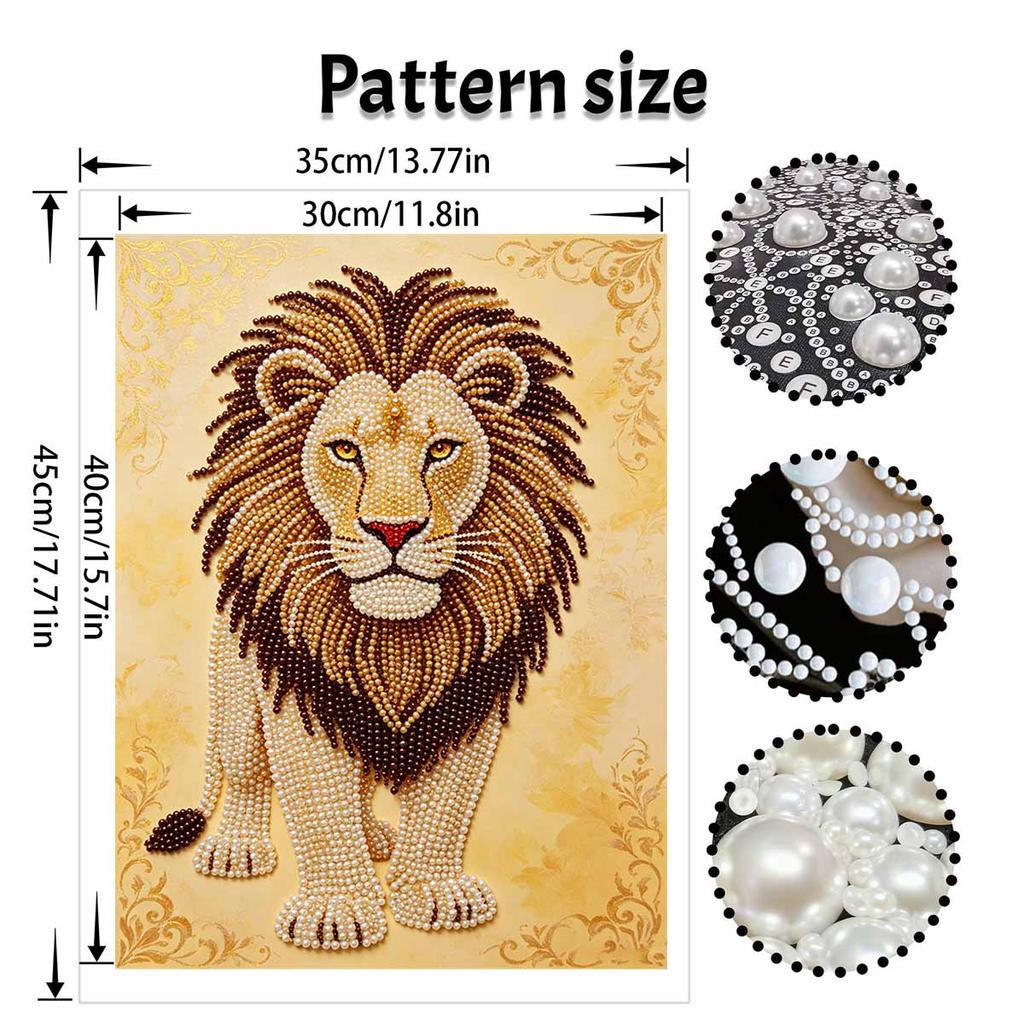 Majestic Lion Pearl Kit DIY 5D Rhinestone Art Craft for Adults Family Party Decoration Handmade Gift