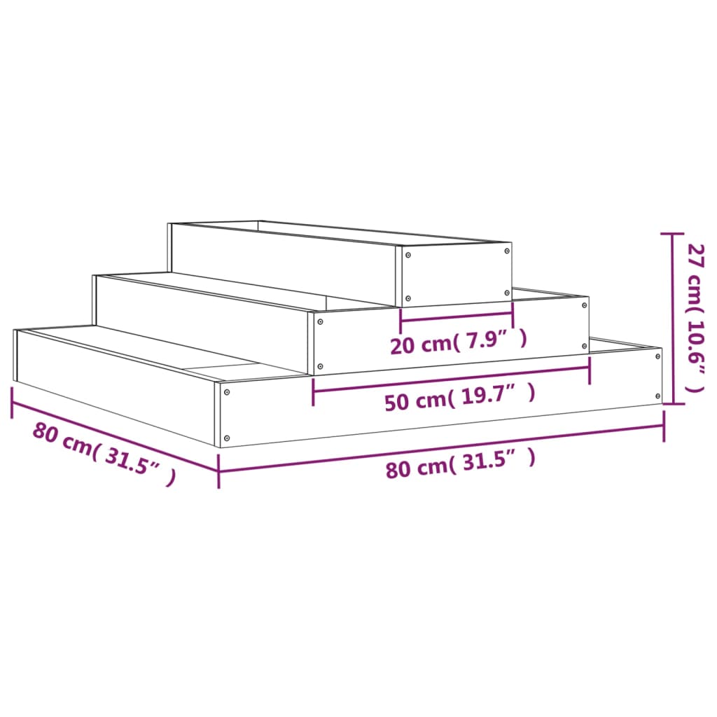 Planting Box White 80x80x27 Cm Solid Pine Wood
