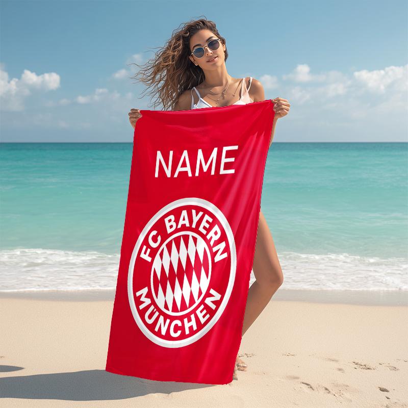 Personalized Bayern Munich Crest Beach Towel Microfiber Beach Towel Thin Absorbent for Beach Swimming Yoga Bath Sports. 0910183