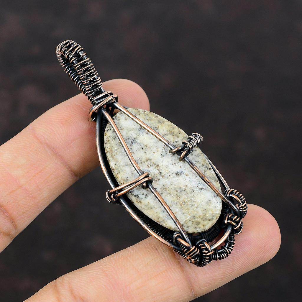 K2 Jasper Pendant Copper Wire Wrapped Pendant Gemstone Pendant Dainty Copper Jewelry Handmade Pendant Wire Wrapping Jewelry Pendant For Gift