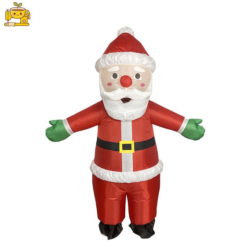 Santa Claus Inflatable Costume with Green Gloves for Christmas Party Cosplay