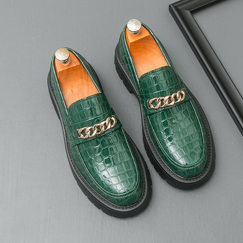 Fashion Brand Men's Business Office Leather Shoes Thick Soled Comfortable Wear-resistant Leather Shoes Fashionable and Versatile Loafers