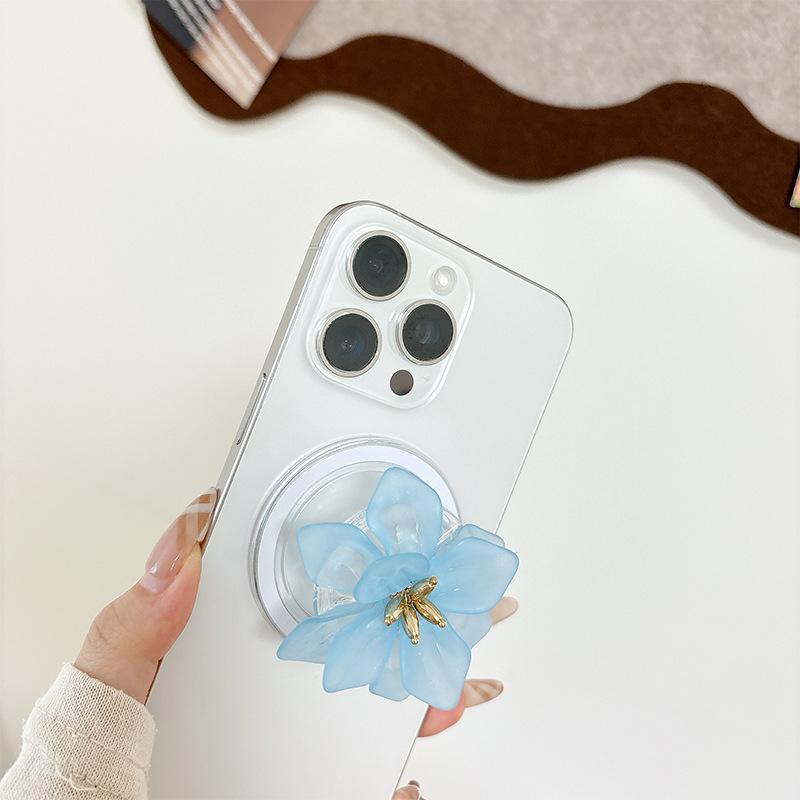 Small I Fresh Flower Fashion Mobile Phone Airbag Holder Solid Color Magnetic Suction Telescopic Internet Celebrity Girl Ring Party Gift