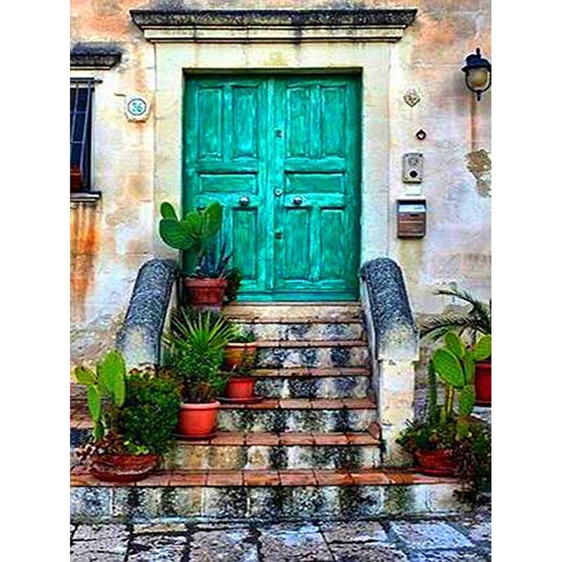 

DIY 5D алмазная живопись садовый пейзаж полный круглый дрель цветок алмазная вышивка дверь пейзаж мозаика украшение дома Full Round 20x30CM