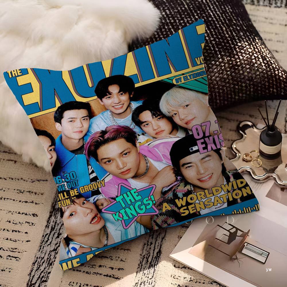 

Krop E-X-O Group Pillow Cover for Bedroom Room and Living Room Sofa Decorative Cushion Cover 12x12Inch