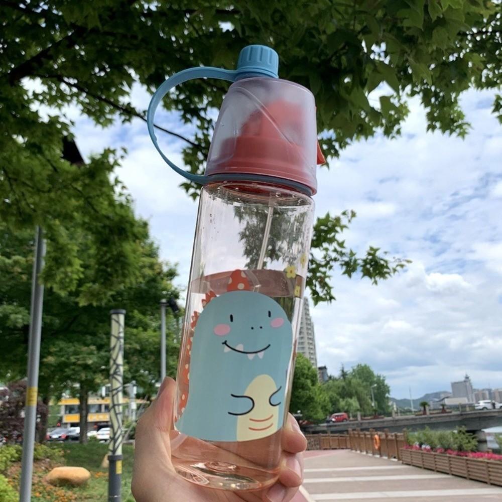 Cartoon Sports Water Cups Transparent Fitness Drinking Cups Creative Plastic Water Bottles Travel