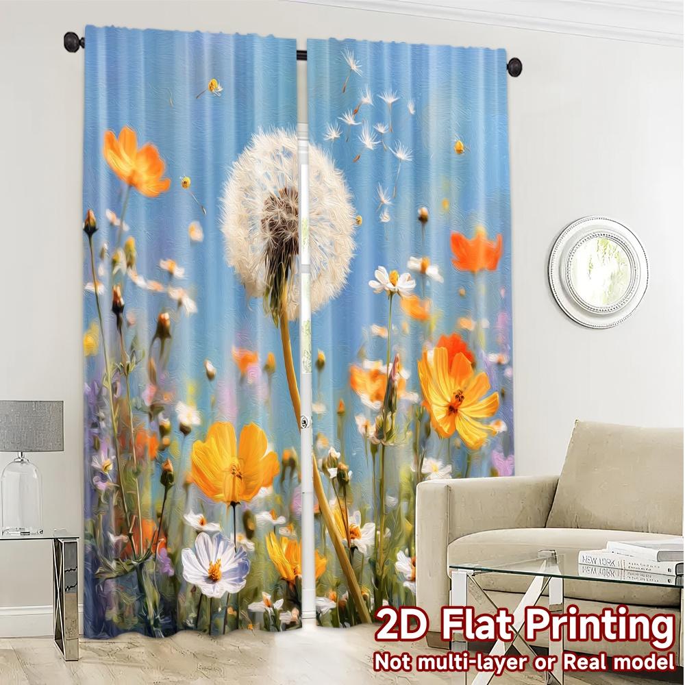 2pcs   2D FLAT PRINTING Curtains (Without Rod) Dandelion Dreams(1) Popular Contemporary Curtains Semi-Sheer Curtains Decorations