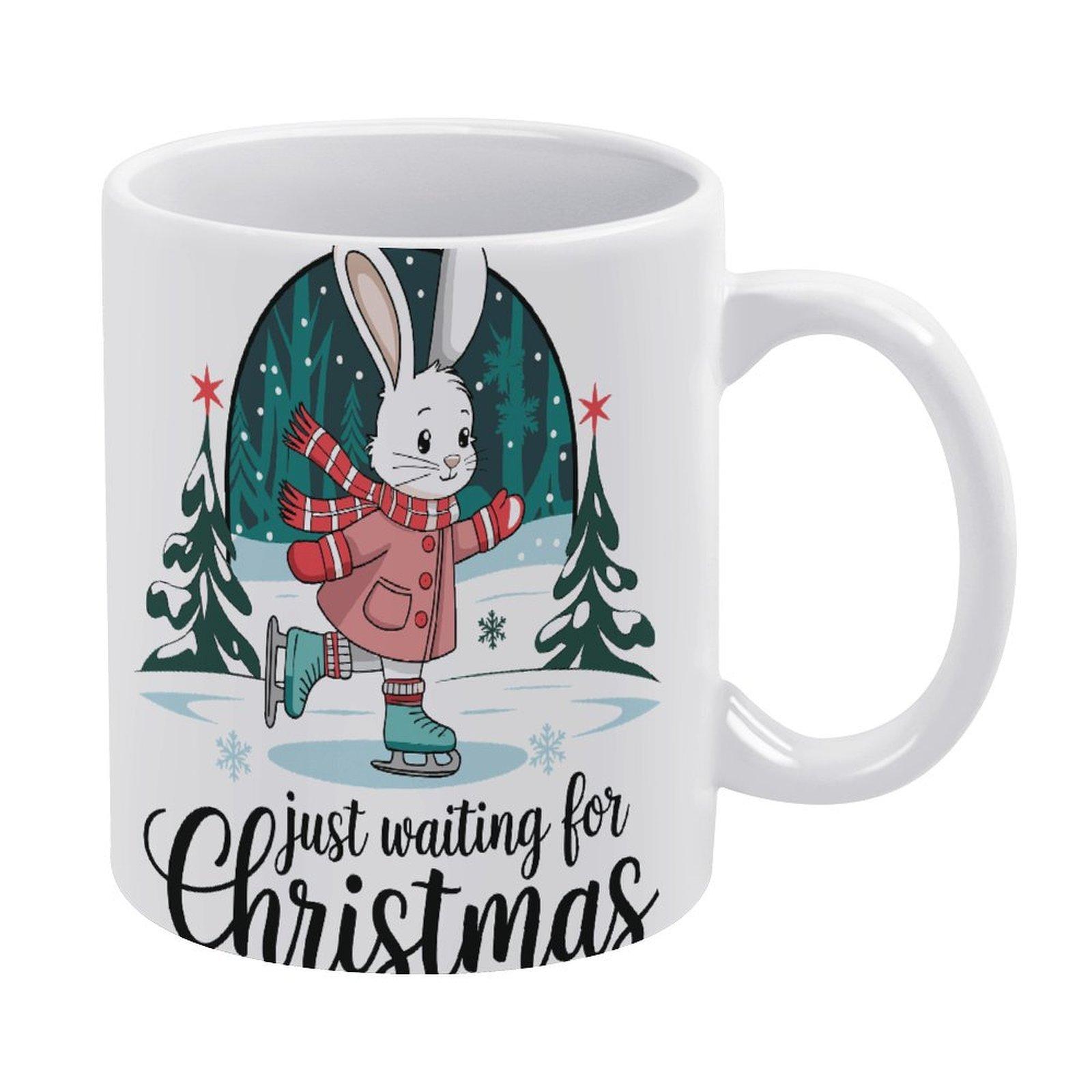 

11oz White Ceramic Coffee Mug with Glossy Printed Surface and Durable Body, Great for Office Desk and Morning Drink Routine белый