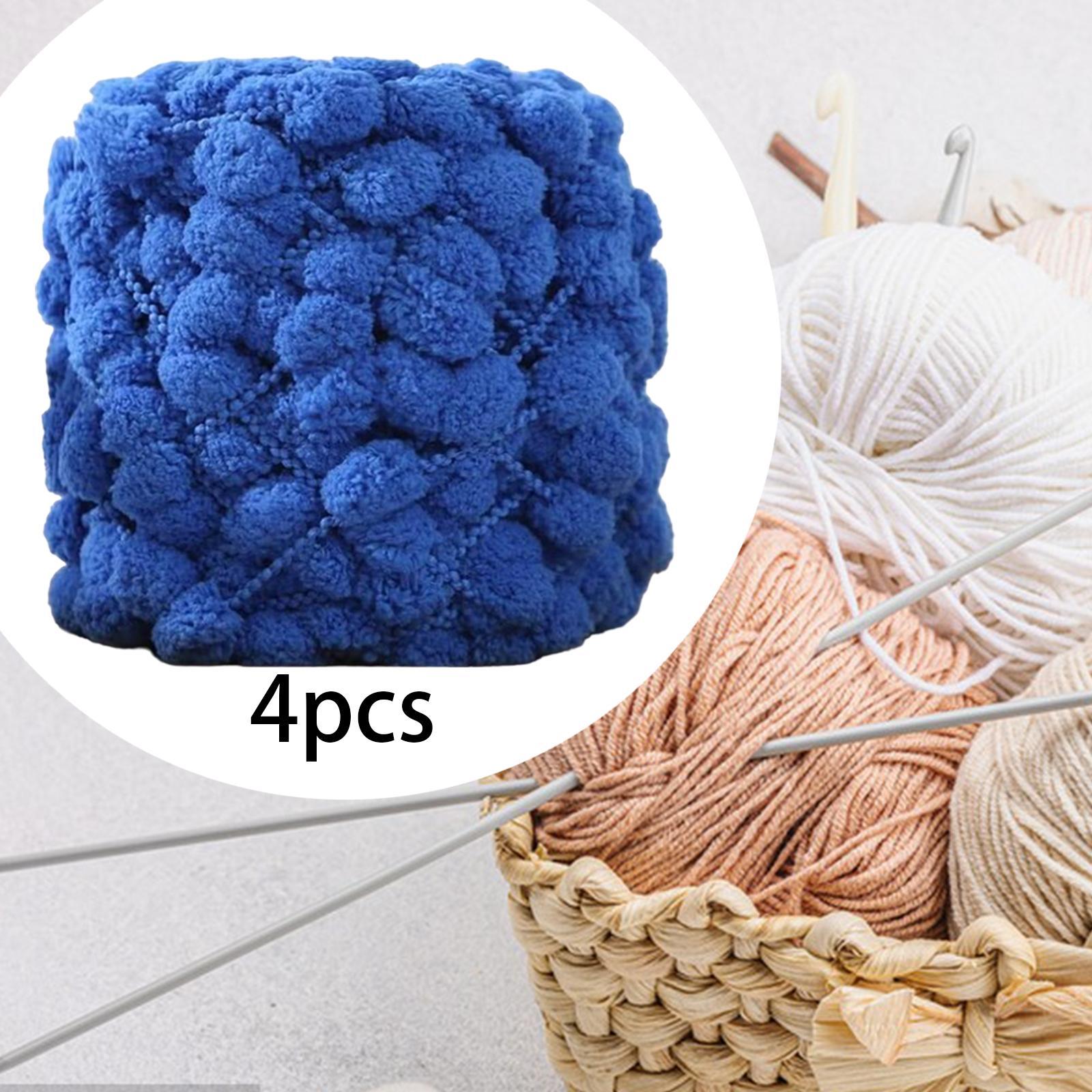 

Pompom Chunky Yarn Crocheting Arm Knitting Hand Knit 4 Rolls Giant Yarn Jumbo Yarn for DIY Rug Making Scarf Pet Bed Handcraft синий