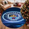 Manchester City FC Pattern Round Rug, Indoor/Outdoor Mat, for Picnic, Gameroom, Bedroom, Office, Living Room, Home Decor Carpet, Birthday Gift