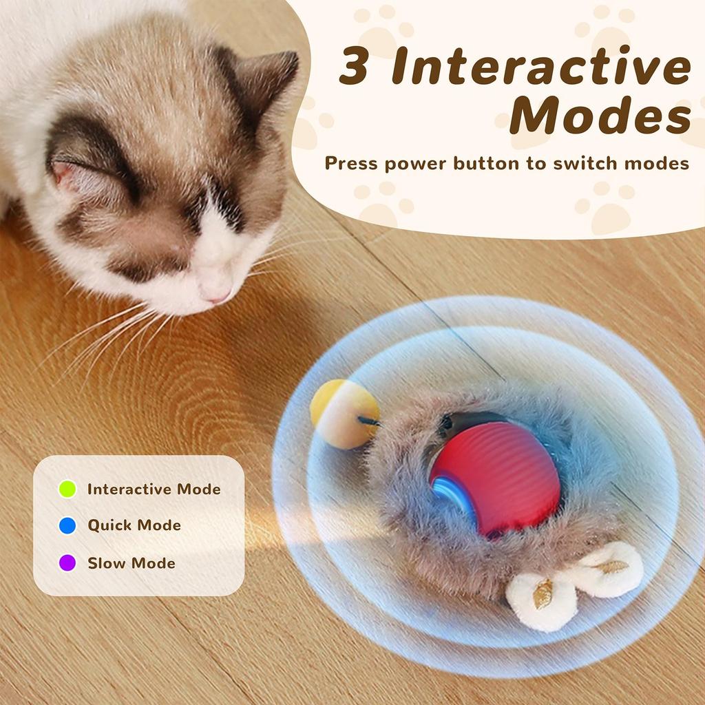 Interactive Cat Toy Fur Ball Auto Rolling Balls Pet Cats Teaser Automatic Electric Smart Game Plush Toys Stimulator Training