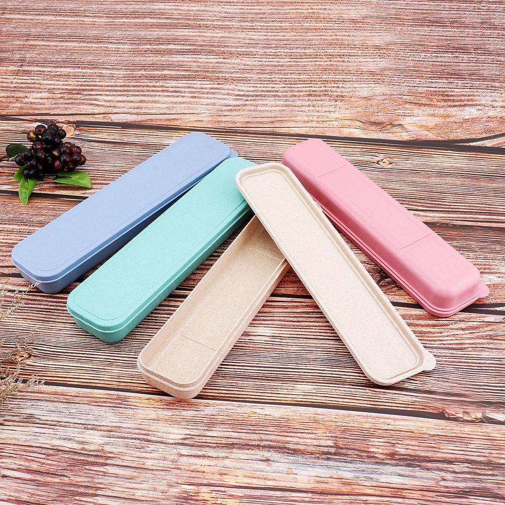 Split Type Wheat Straw Portable Tableware Storage Box Dinnerware Boxes for Camping, School , Picnics