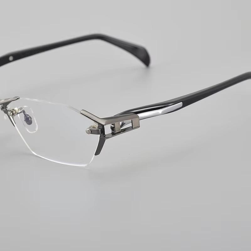 Frameless Men Business Presbyopia Glasses Optical Prescription Eyeglasses Fashion Luxury Far Sight Goggle Eye Protection