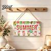 Wooden Door Plaque Summer Hanging Sign, Beach Theme Welcome Sign Front Decor with Decorative Rope, Colorful Hanger for Seasonal Farmhouse House