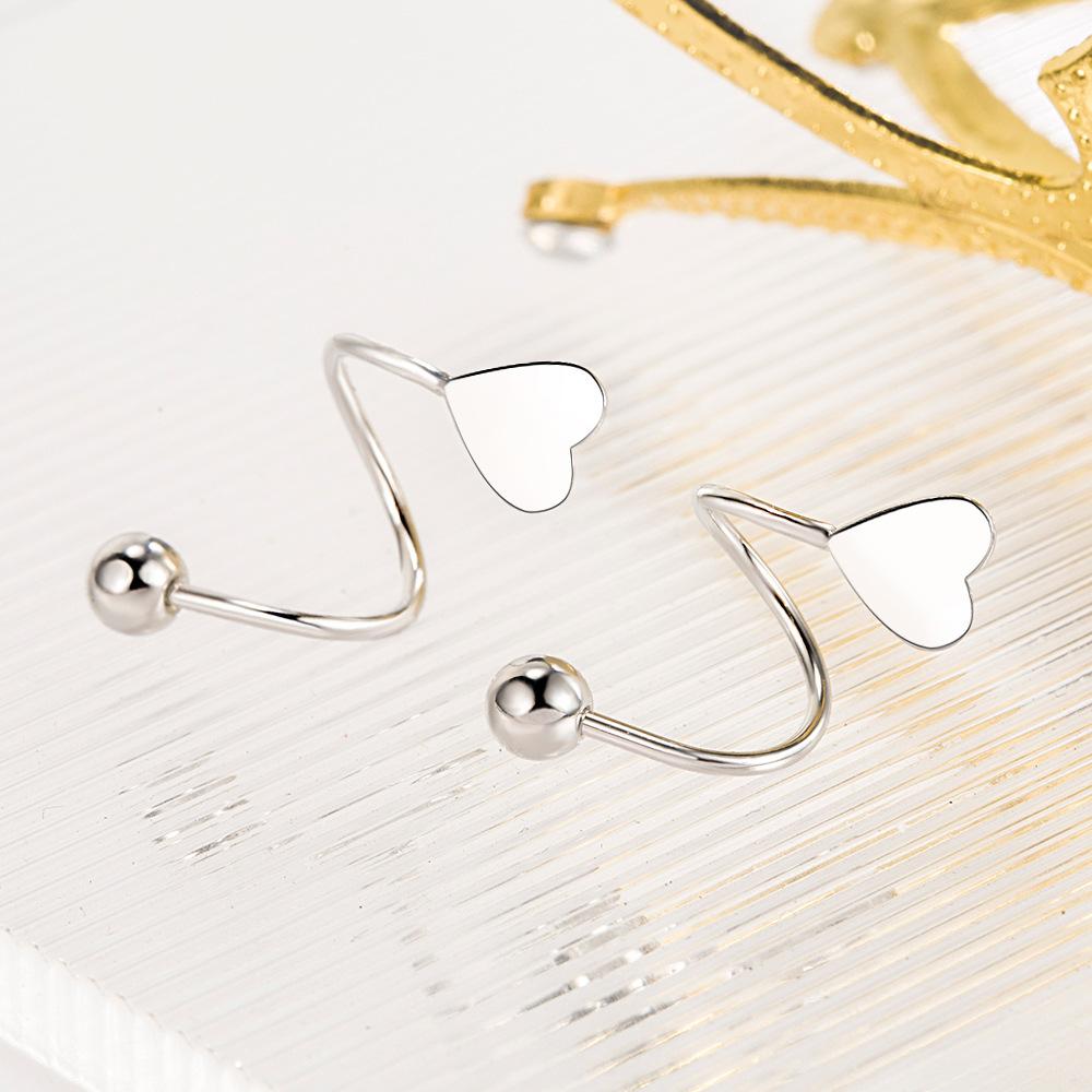Spring Stud Earrings for Women Simple Personality Ear Bone Stud Niche Design High-Grade Elegant Heart Earrings