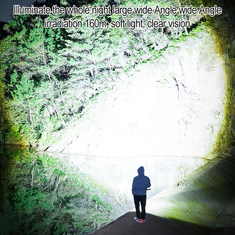 Led Flashlight Built-In Battery Usb Rechargeable Strong Light Torch Outdoor Camping Hiking Lantern