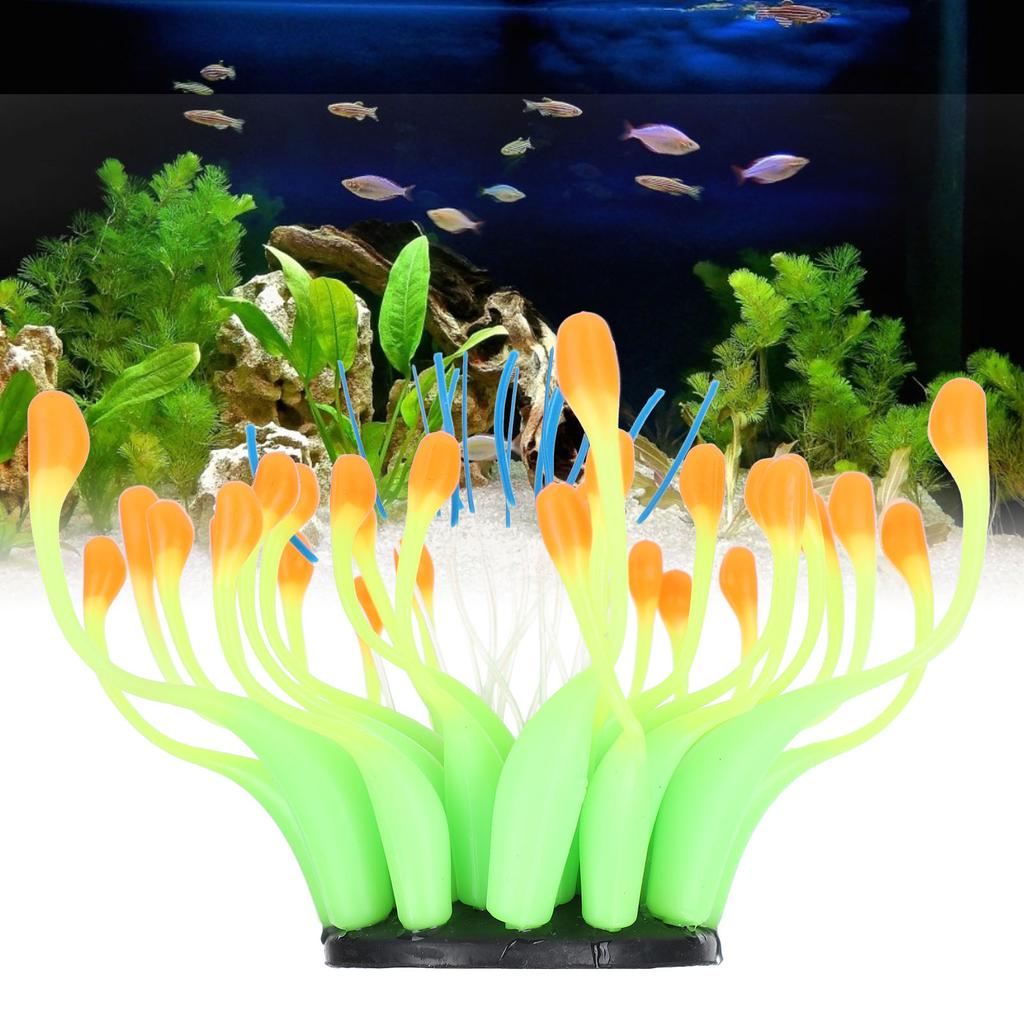 Artificial Coral Silicone Simulation Water Plant Aquarium Fish Tank Decoration OrnamentOrange
