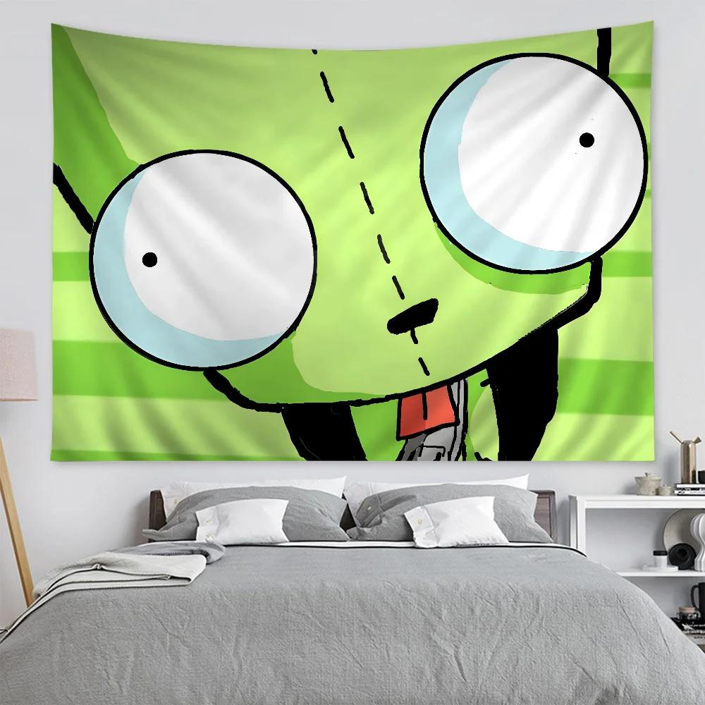 VIKAMA Alien Invaders Tapestry Jill and Alien Tarot Wall Art Cult Cartoon Hippie Decor Perfect for Game Rooms and Dorms
