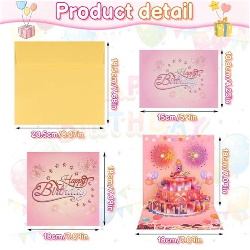 Blasbare Musikfeuerwerk 3D-Grußkarte, kreative handgefertigte Hohlpapierschnitzerei, Geschenk, 3D-Geburtstagskarte