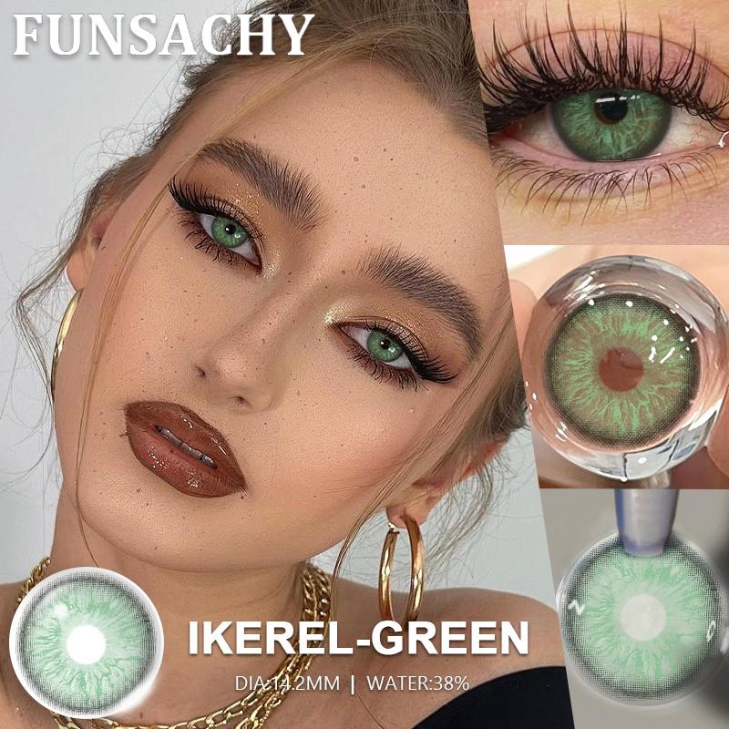 FUNSACHY 1 Pair Natural Brown Contact Lenses for Eyes Beautiful Pupils for Makeup Cosmetics Brown Color Lenses Gray Softlens