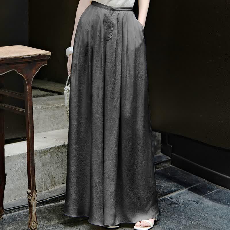 Lansere 2026 Summer 100% Acetate Wide-Leg Trousers S