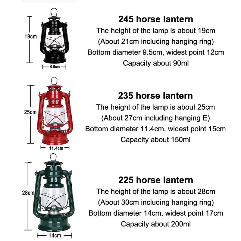 1Pc 25Cm Bronze Kerosene Lamp Retro Horse Lamp Camping Lamp Outdoor Tent Lamp Emergency Camping Portable Hanging Lamp